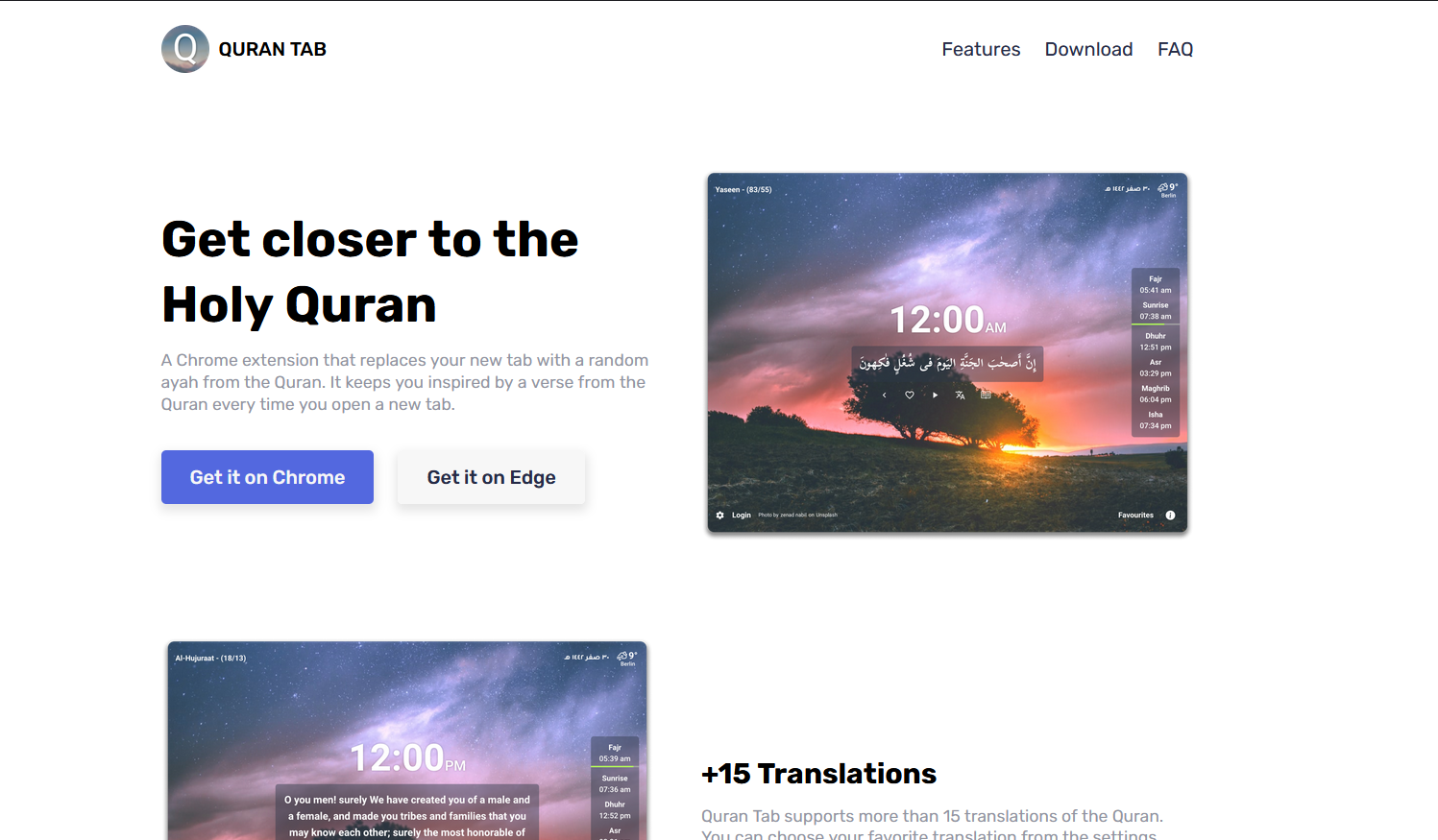 QuranTab Landing Page image